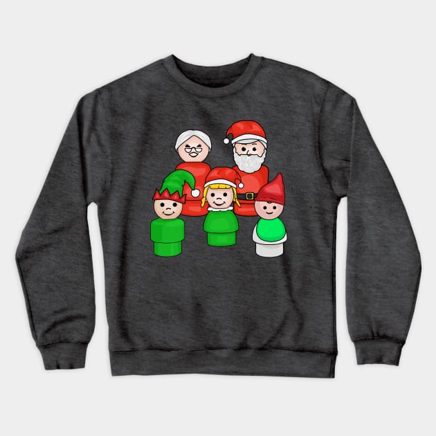 Santa, Mrs Claus, and 3 Little Elves Crewneck Sweatshirt by Slightly Unhinged